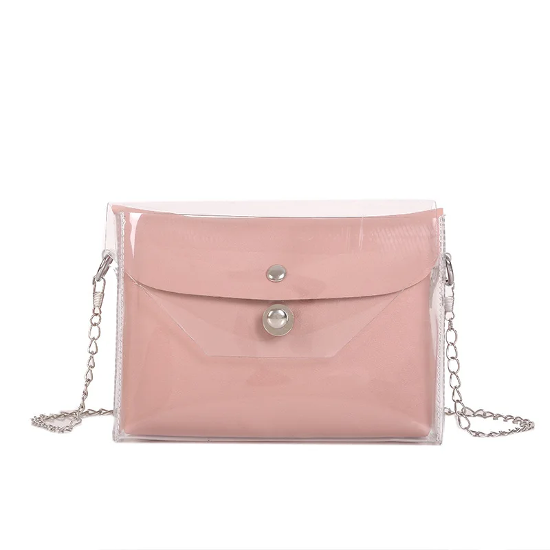 

2019 Women Luxury Crossbody Designer Bags Pink Transparent small square bag Black Leather Crossbody Bag Shoulder Bags