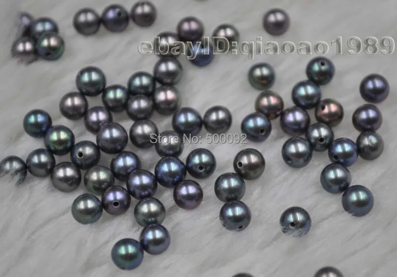 

AAA 10 pcs 4-4.5mm black round Freshwater pearl half drilled