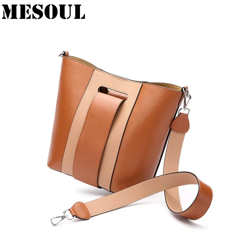 

Luxury Handbags Women Bag Designer Brand Famous Shoulder Bag Female Fashion Splice Satchel Bag Genuine Leather Bucket Crossbody