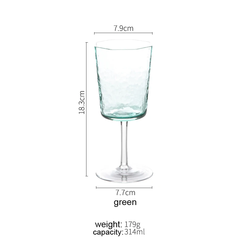 Креативный бокал для вина розовый зеленый восьмиугольный стеклянный Кубок для шампанского бокалы Питьевая домашняя чашка для воды Свадебные стеклянные чашки Посуда для напитков - Цвет: Wine Glass green