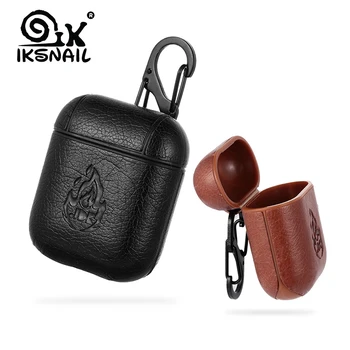 

IKSNAIL Leather Case For Airpods PU Cover Cases For Air Pods Bluetooth Earpods Earphone Leather Protective Skin DropShipping