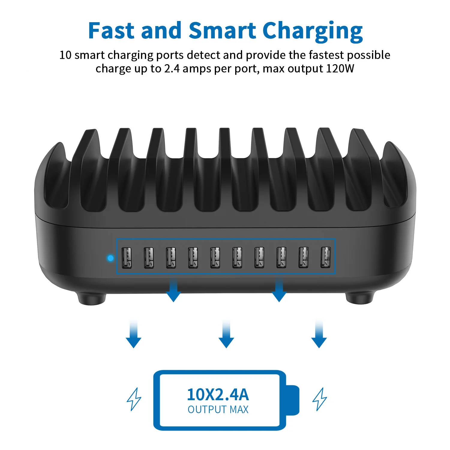 NTONPOWER 10 портов usb зарядная станция с держателем для телефона 120 Вт настольное зарядное устройство для планшетов Kindle быстрая зарядная док-станция для школы