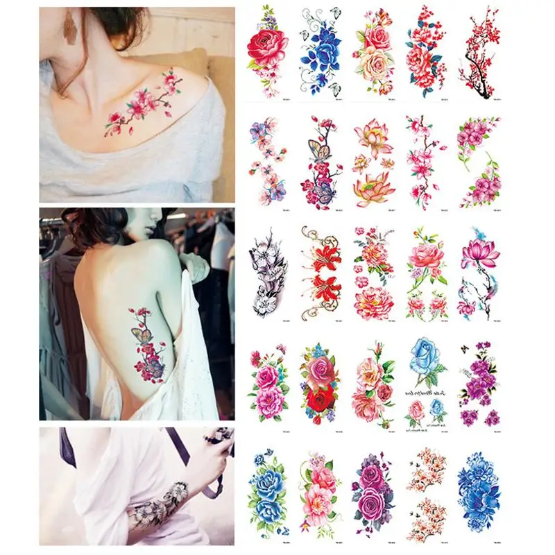 Rose Artificial flowers arm shoulder tattoo stickers flash henna tattoo