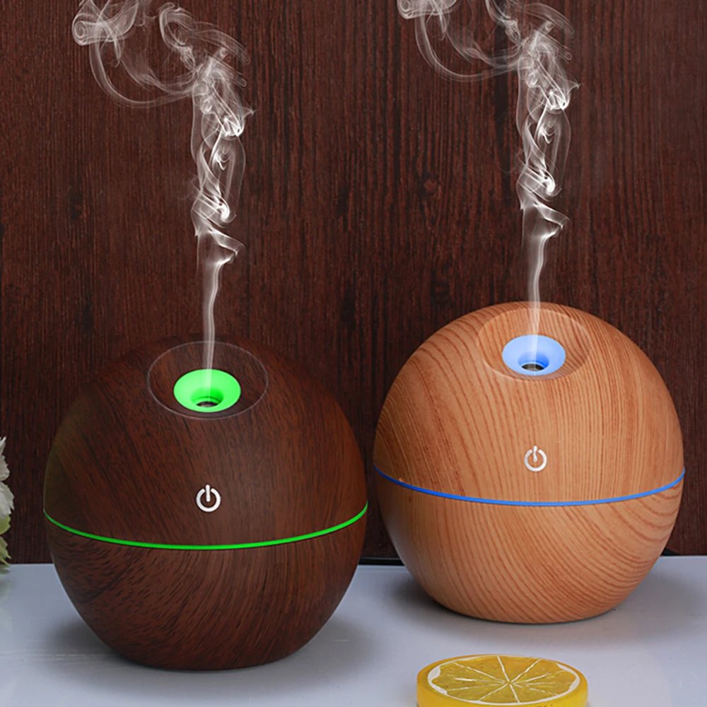 

130ml Ultrasonic Humidifier Household Aroma Diffuser Aromatherapy Mist Maker with LED USB Wood Grain Essential Oil Diffuser