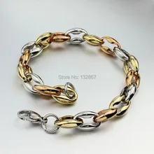 9.5 мм 8.9 ''Нержавеющая сталь 3 цвета цепочка браслет для Для Мужчин's Рождество подарок