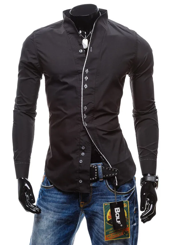2015 Button Design Casual Slim Long Sleeve Shirt Men,Outerwear Cool ...
