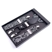 Модные подтяжки черные кожаные 6 зажимы подтяжек Винтаж повседневное Suspensorio Tirante мотобрюки ремень bretele отец/муж подарок