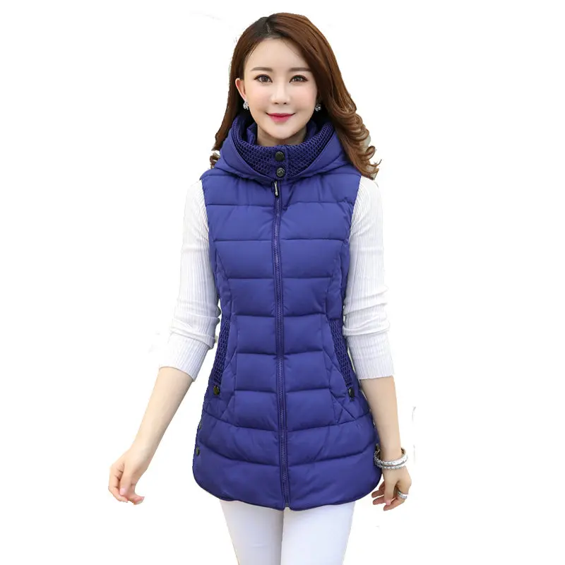 

Plus Size 4XL Autumn Winter Vest Women Waistcoat Detachable Hooded Warm Long Vest Coat Women Colete Feminino Winter Jacket C4564