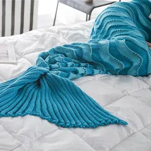 Couette Sirène couverture tail polaire jeter en peluche plaid Sur canapé Lit moelleux couvre-lits couvre lit tricoté climatisation adulte couverture