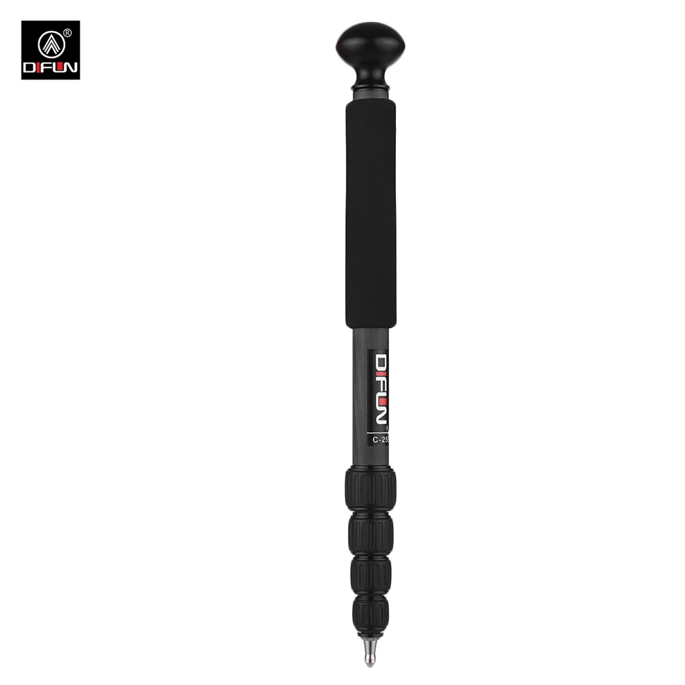with Handle Grip DIFUN C-255 5-секционный Телескопический DSLR Камера монопод для фотоаппарата Портативный углеродного волокна подставка для монопода 1/4 3/8 с винтовым креплением кронштейн - Цвет: with Handle Grip