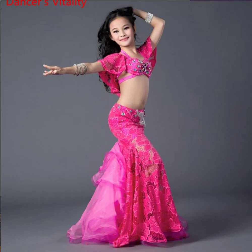 Children Belly Dance Costumes Kids' Girls luxury Diamond bra+skirt 2pcs