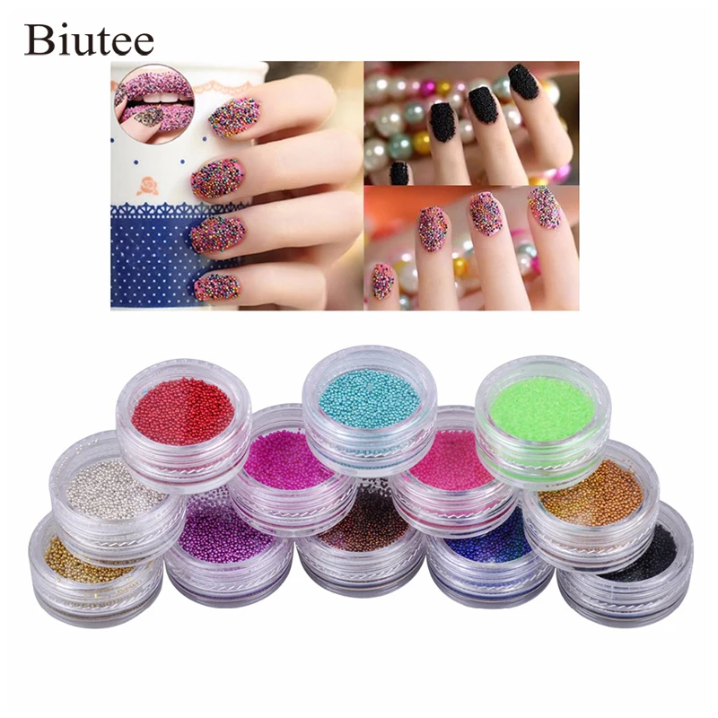 12 Colors Mini Circle Caviar Nail Art Beads 3d Decoration Nail Art