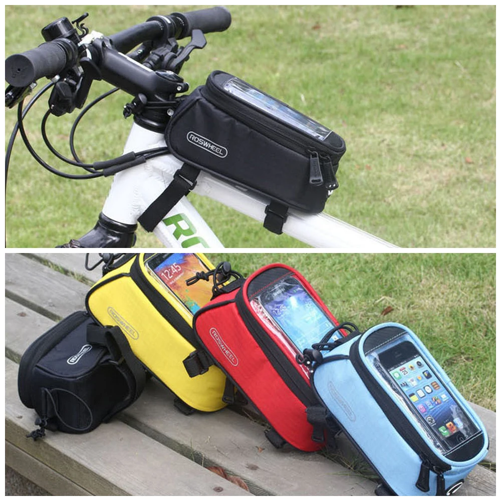 Top Waterproof frame front head tube bicycle bag front beam riding mobile phone bag 4.8 / 5.5 inch touch screen bike accessories 2