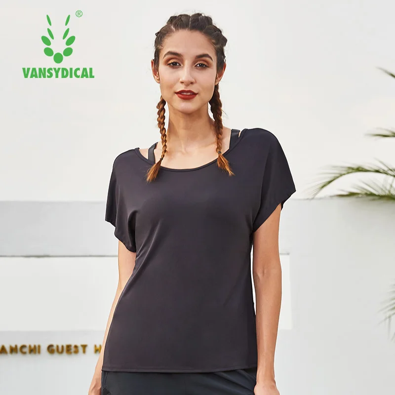Женские спортивные топы Vansydical дышащие футболки для занятий йогой и фитнесом с