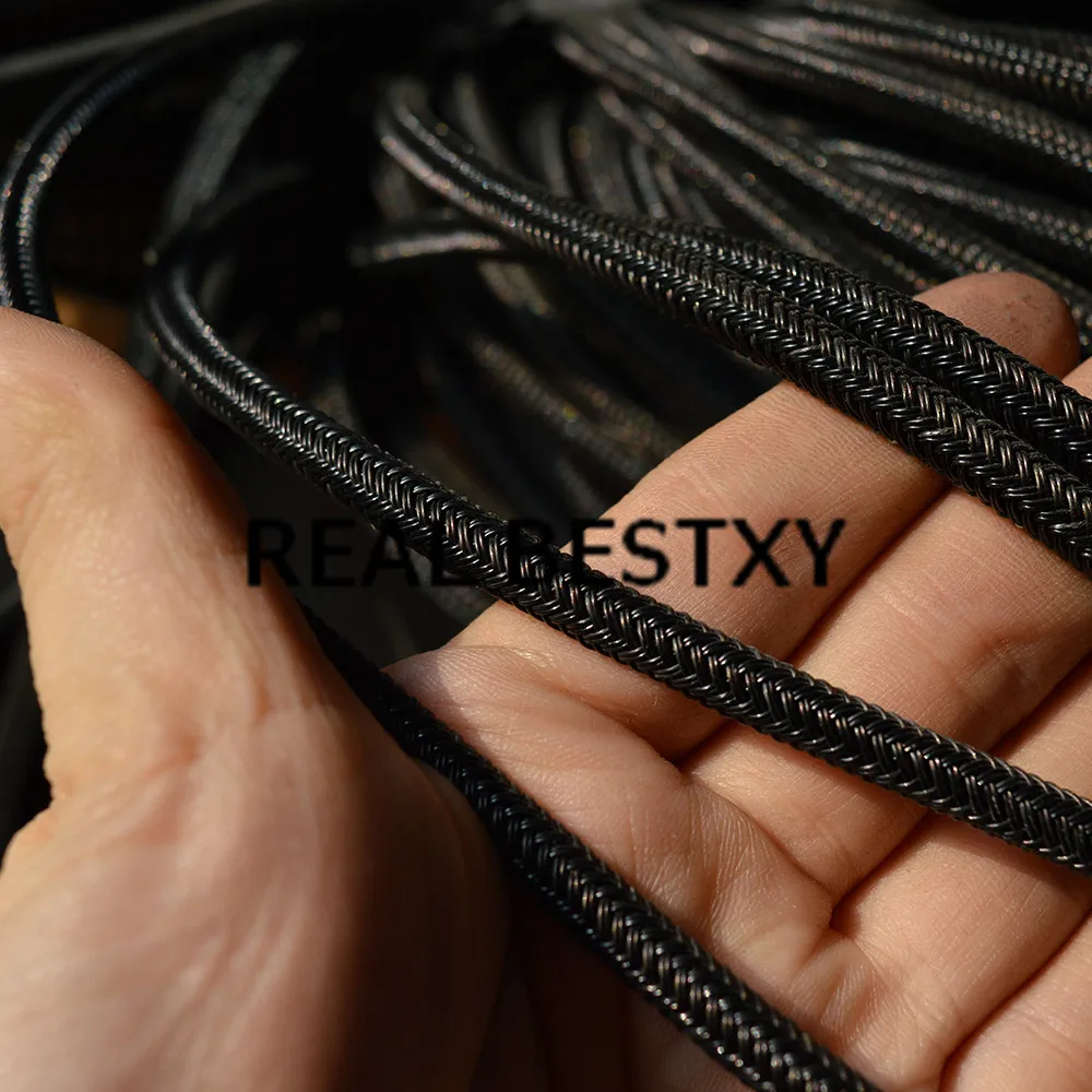 Реальный BESTXY 5 м/лот 6 мм черные плетеные проволочные шнуры из нержавеющей стали