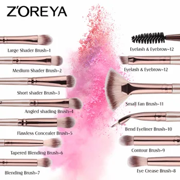 

12 beauty Makeup Brush Set Artificial Fiber brushes for makeup Eye Shadow Makeup Brush lashes pinceaux maquillage mikrobrashi