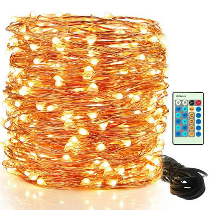 

Copper Wire LED String Lights 50m 100m Outdoor Holiday Lighting for Christmas Party Decoration With Power Adapter Remote Control