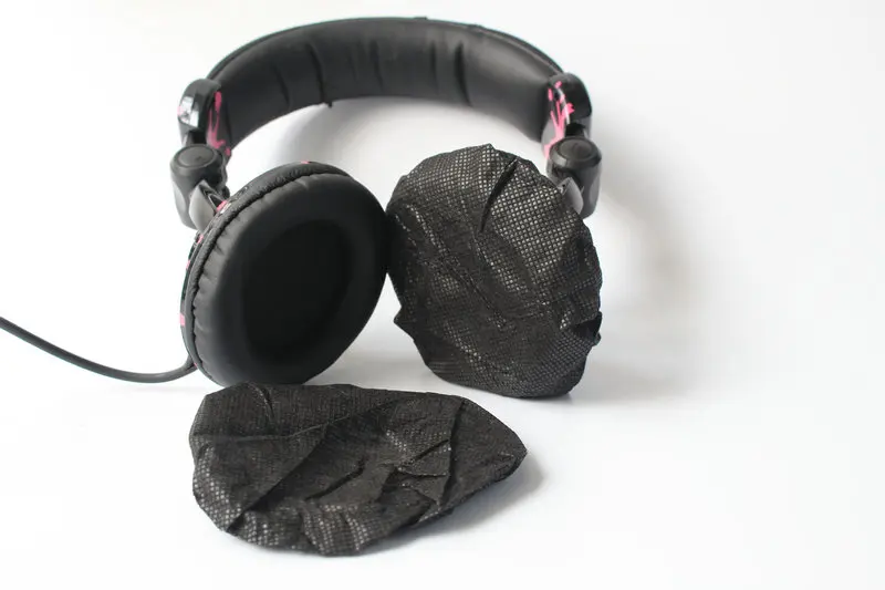 Linhuipad 12 13cm Black Non Woven Disposable Sanitary Headphone Cover 20pcs lot Free shipping