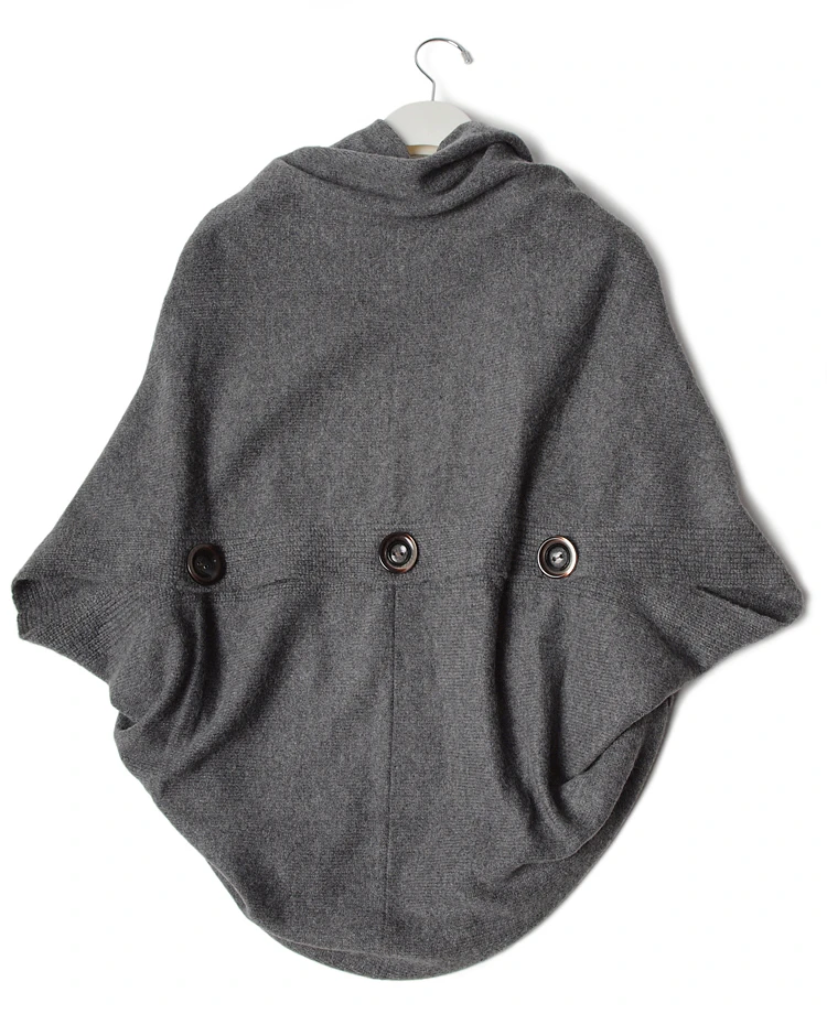  100%goat cashmere women's fashion boutique cape poncho cardigan sweater coat mid-long one&over size