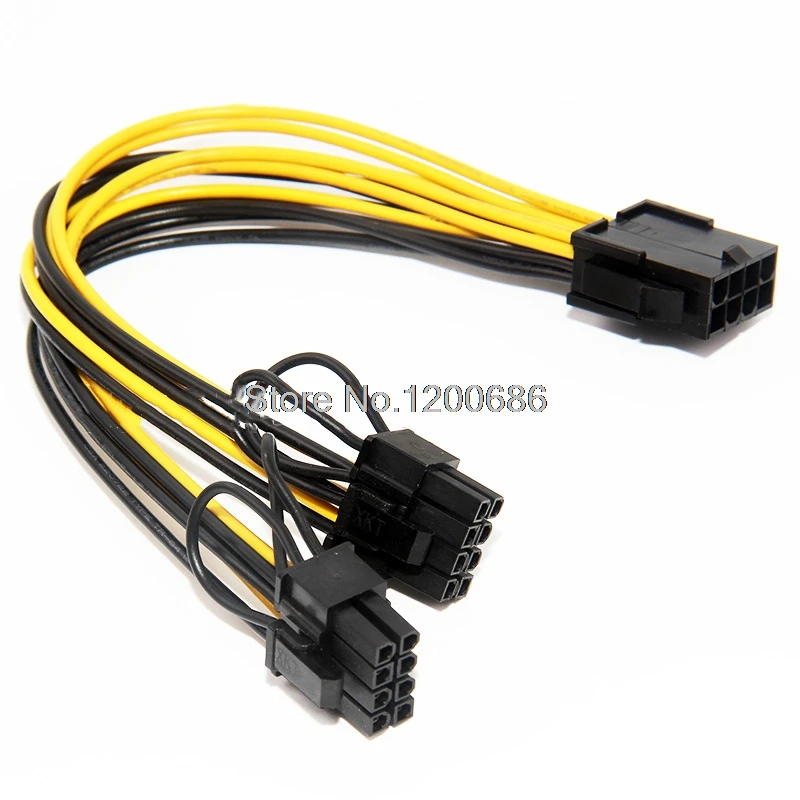 20 см ЦП Molex 8 pin к 2 PCI-e (6 + 2) pci express разъемы видеокарт сплиттеры питания проводной