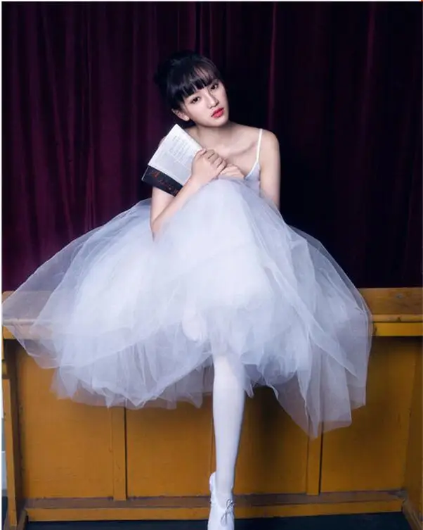 

Professional Classical White Swan Lake Ballet Costume Romantic Adult Ballet Tutu Ballet Dresses For Performance Long Tutu