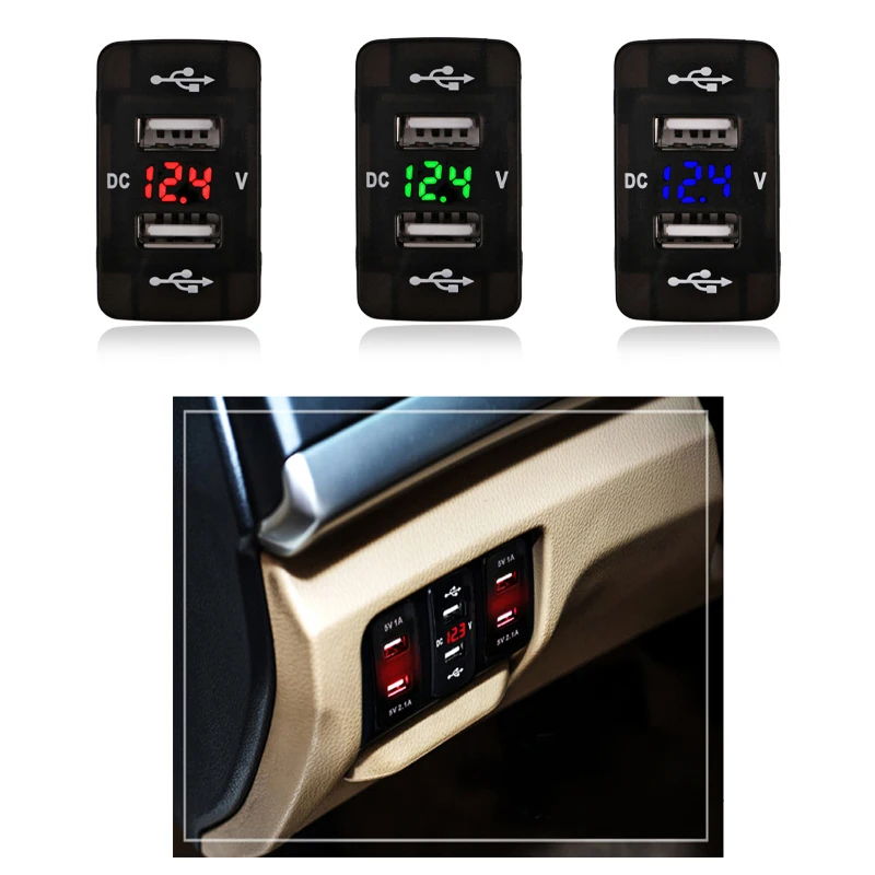 5V 2.1A Car USB Cigarette Lighter Socket Charging 12V Dual USB Car Charger Voltmeter Socket For Honda for Toyota For All Phone 5V 2.1A Car USB Cigarette Lighter Socket Charging 12V Dual USB Car Charger Voltmeter Socket For Honda for Toyota For All Phone