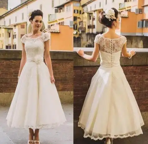 Arabic Short Wedding Dresses Tea Length Boho Wedding Dress Hippies