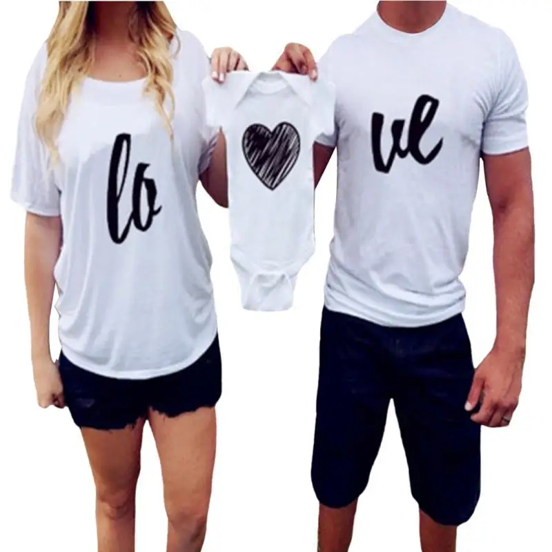 

Family Matching Outfits 2018 summer Fashion Summer Letter Print Parent-child Clothing Short-sleeved T-shirt Baby Cute Romper