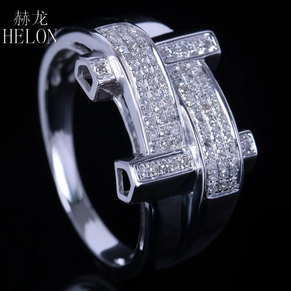 HELON, новинка, для мужчин, s, одноцветное, 10 к, белое золото, 0.3ct, Кольцо C настоящим бриллиантом, для помолвки, модное, проложено, натуральные бриллианты, юбилей, мужское кольцо