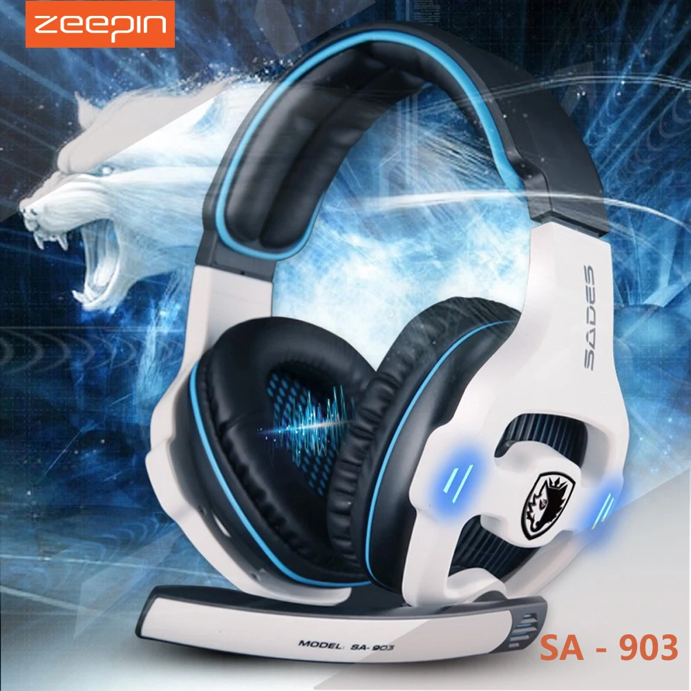 ZEEPIN Sades SA-903 7.1 Surround Sound channel USB Gaming Headset Wired Headphone with Mic Volume Control Noise Cancelling