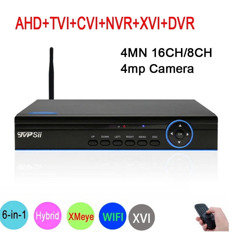 

4MP,1080P,960P,720P Security Camera Blue Panel Hi3521A Xmeye 4MN 16CH/8CH 6 in 1 WIFI XVI CVI TVi NVR AHD CCTV DVR Free shipping