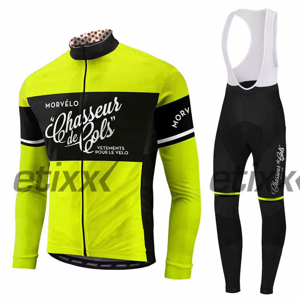 Spring autumn team Morvelo long sleeve cycling jersey set Ropa Ciclismo breathable racing bike clothing MTB Bike 9D gel pad - Цвет: 8