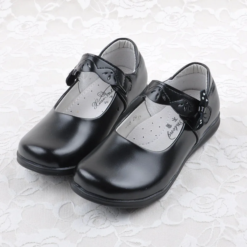 2016 New Black Leather Shoes Children Formal Shoes Girls School Shoes