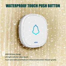 KERUI F52 Wireless Touch Doorbell Smart Receiver Home Gate Security Doorbell Button For Home Alarm System Security System 433MHz