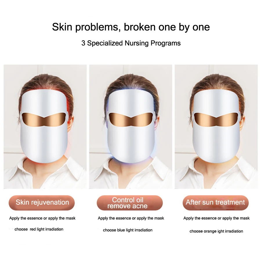  3 Color Lamp LED Beauty Mask Photon Therapy Facial Massage Anti-wrinkle Family Spa Whitening Skin C