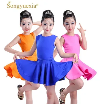 

Ragazza maniche corte standard latin dance dress bambini abiti da ballo di danza per bambini salsa rumba cha cha samba dress