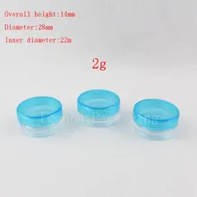 2 г X 200 пустой образец баночка для косметического крема, Малый пластик горшок прозрачный бутылка синий винт кепки пластиковый контейнер