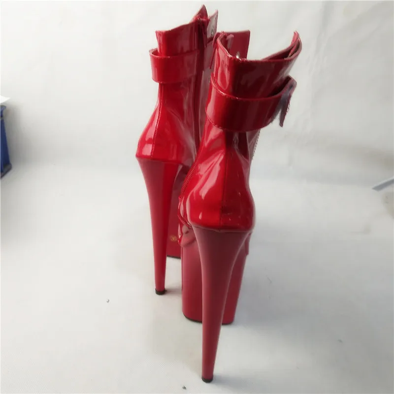 20 cm high heel sexy boots, PU material super high pole dancing model runway short boots, stage performance dancing shoes