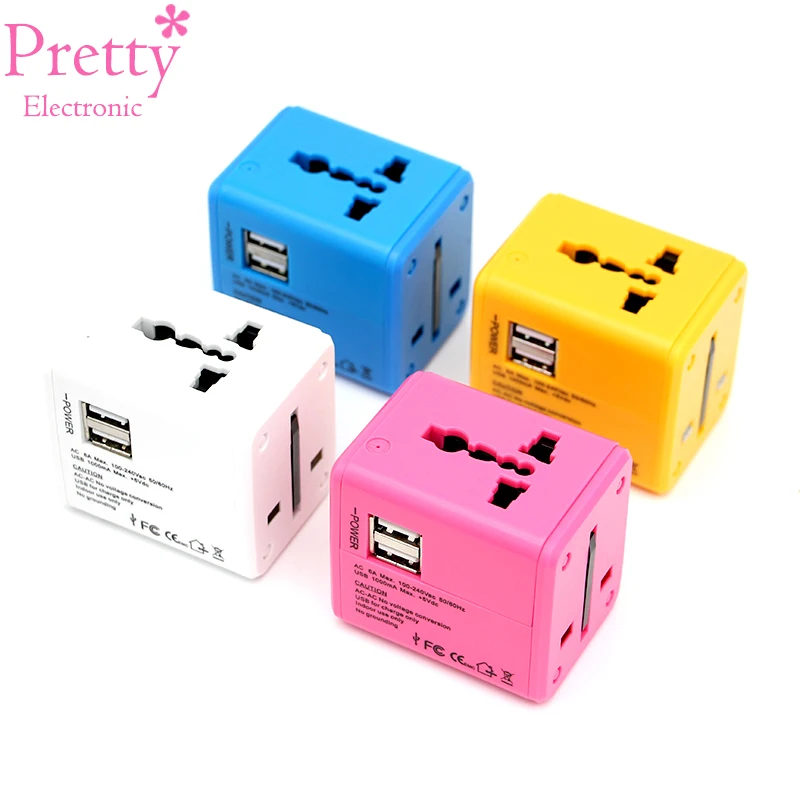 

International Travel Adapter Multiple color Electric Plug Power Universal Socket Adapter USB Power Charger Converter EU UK US AU