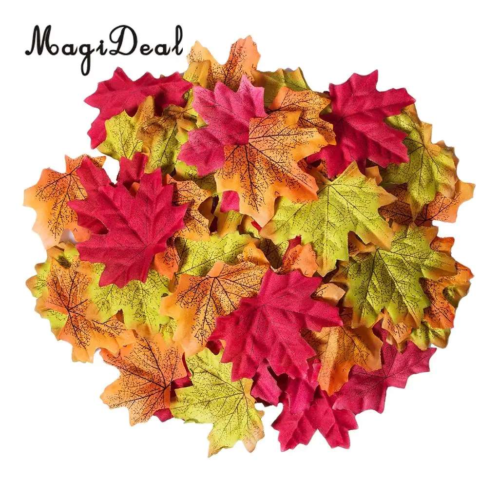 200pcs Artificial Maple Leaves Autumn Fall Leaf Wedding Thanksgiving Decor 