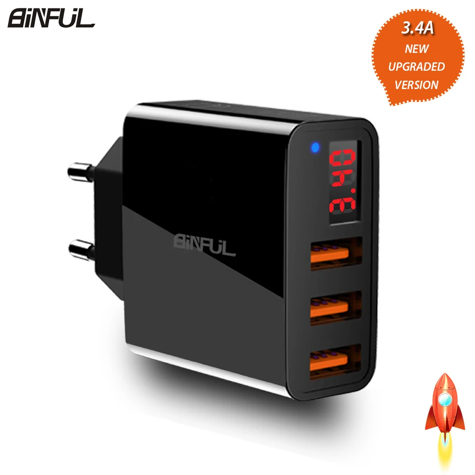 3. 4A USB настенное зарядное устройство 3 порта светодиодный дисплей ток напряжения