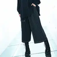 Johnature Women Patchwork Wide Leg Pants Pockets Elastic Waist 2019 Spring New Fashion Women Cloths Loose High Street Trouser