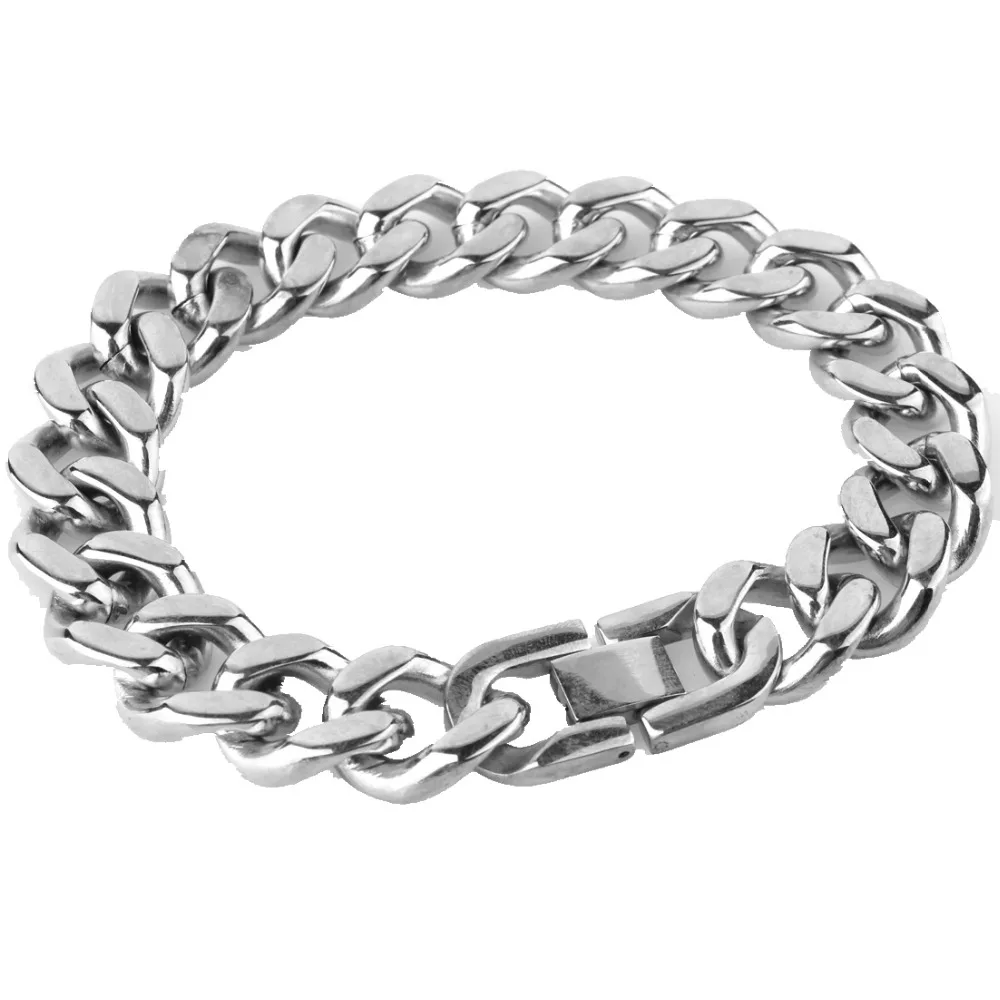 15mm Wide Polishing Silver Color Stainless Steel Curb Cuban Link Chain
