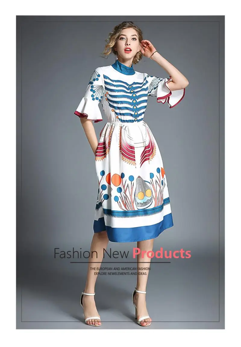 Retro Flower Print Midi Summer Dress Vestidos Playa Verano 2018 Women Party Kawaii Dress Vestidos Casuales De Mujer