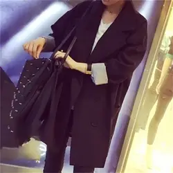 2018 Новая мода Блейзер Для женщин куртка Женский костюм корейский стиль с длинными рукавами черные однотонные Длинные пиджаки мыс женский