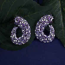 Jankelly Мода Многоцветный Цирконий Крюк Цветы Стад Серьги для Для женщин Свадебные украшения Brincos букле d'oreille