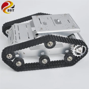 

Tracked RC Robot Tank Chassis With Dual DC Motor Aluminum Alloy Frame Interface Holes For Robotic Arm Arduino Project DIY Toy