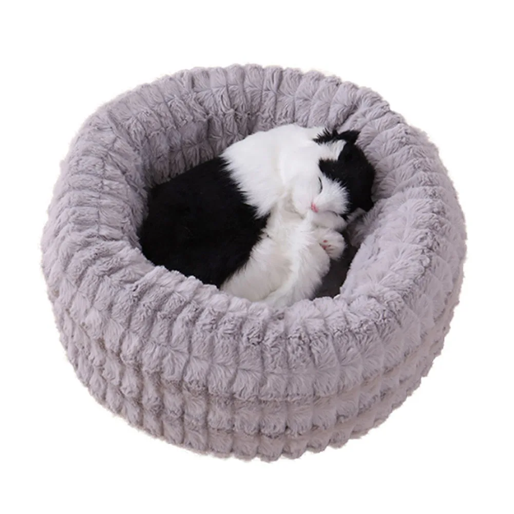 Теплый пончик Cuddler кошки собака кровать плюшевая собака Успокаивающая кровать Pet спальный коврик DC120 - Цвет: Grey