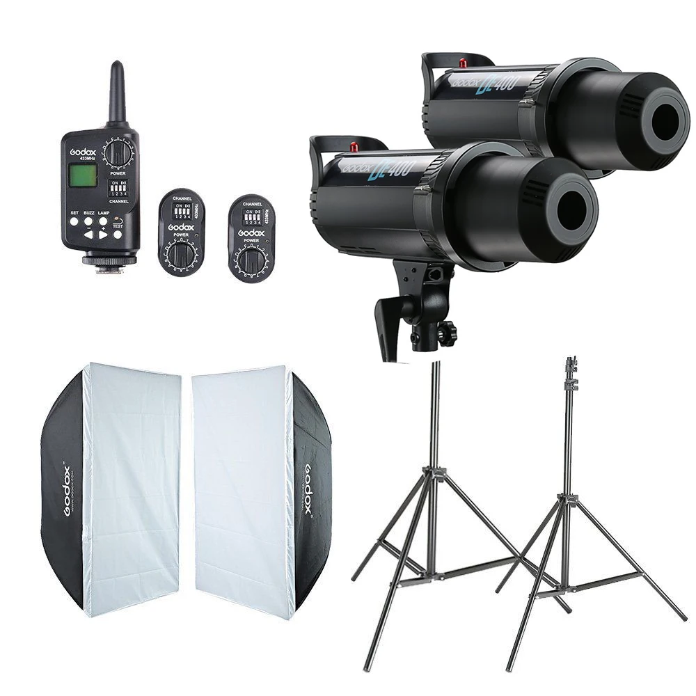 2x-Godox-DE400-Studio-Flash-60x90cm-Softbox-FT-16-Trigger-Light-Stand-Kit