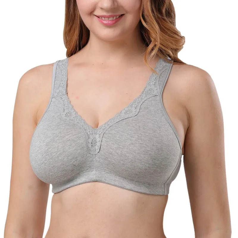 Plus Size Wireless Seamless Bra Women Full Cup Lace Bralette Adjustable Straps Push Up Bra Femme